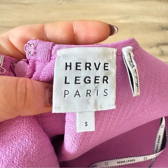 Hervé Léger bright pink Ottoman scoop neck sleeveless bodycon midi dress - Small - Picture 7 of 7